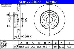 TARCZA HAM./PRZ/ FIAT PUNTO 1,9JTD 03- @284X22 ATE-HAM 24.0122-0107.1