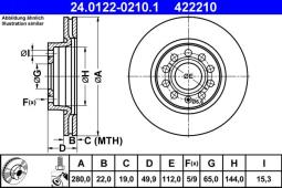 TARCZA HAM./PRZ/ AUDI A3 03- @280X22 ATE-HAM 24.0122-0210.1