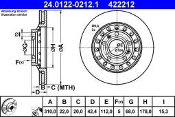 TARCZA HAM./TYŁ/ AUDI A8 02- @310X22 ATE-HAM 24.0122-0212.1