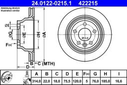 TARCZA HAM./TYŁ/ VW T5 03- @314X22 ATE-HAM 24.0122-0215.1