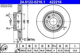 TARCZA HAM./PRZ/ NISSAN MICRA 03- @260X21,9 ATE-HAM 24.0122-0216.1
