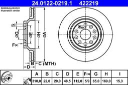TARCZA HAM./TYŁ/ AUDI A3 3.2 QUATTRO  03-04 @310X22 ATE-HAM 24.0122-0219.1