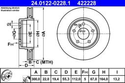 TARCZA HAM./PRZ/ DB W202 4,3 98-        @300X22 ATE-HAM 24.0122-0228.1