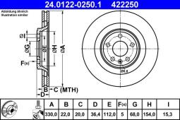 TARCZA HAM./TYŁ/ AUDI A5 07- @314X25 ATE-HAM 24.0122-0250.1