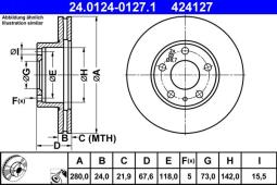 TARCZA HAM./PRZ/ FIAT DUCATO 94-/06- @280x24 10,14,15 ATE-HAM 24.0124-0127.1