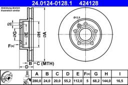 TARCZA HAM./PRZ/ VW T4 1,9D-2,4D-2,5TDI 96- @280X24 ATE-HAM 24.0124-0128.1