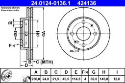 TARCZA HAM./PRZ/ MITSUBISHI GALANT 90-93@256X24 ATE-HAM 24.0124-0136.1