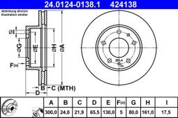 TARCZA HAM./PRZ/ FIAT DUCATO 94- 18     @300X24 ATE-HAM 24.0124-0138.1