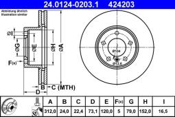 TARCZA HAM./PRZ/ BMW 1 2,0-3,0 07-      @312X24 ATE-HAM 24.0124-0203.1