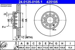 TARCZA HAM./PRZ/ AUDI 100 91- 2,3-2,8   @288X25 ATE-HAM 24.0125-0105.1