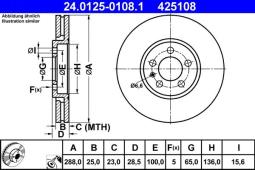 TARCZA HAM./PRZ/ VW GOLF III 2,8 VR6    @288X25 ATE-HAM 24.0125-0108.1