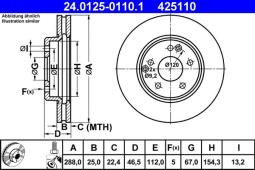 TARCZA HAM./PRZ/ DB 202 2,3-2,5 @288X25 ATE-HAM 24.0125-0110.1