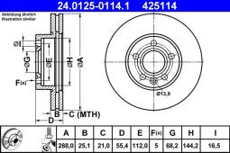 TARCZA HAM./PRZ/ FORD GALAXY 95- @288X25 ATE-HAM 24.0125-0114.1