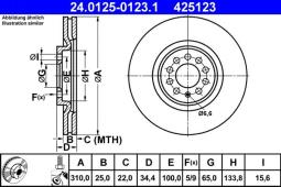 TARCZA HAM./PRZ/ VW GOLF 2,3 V5         @312X25.0 /ILOŚĆ ŚRUB: 5/ ATE-HAM 24.0125-0123.1