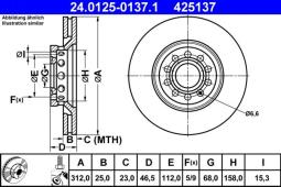 TARCZA HAM./PRZ/ AUDI A4,A6 01- @312X25 ATE-HAM 24.0125-0137.1