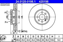 TARCZA HAM./PRZ/ OPEL ASTRA III 08-     @280X25 ATE-HAM 24.0125-0198.1