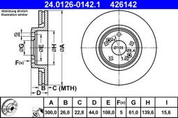 TARCZA HAM./PRZ/ RENAULT SCENIC 2,9DCI 00- @300X26 ATE-HAM 24.0126-0142.1