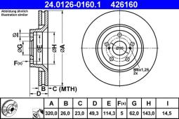 TARCZA HAM./PRZ/ TOYOTA AVENSIS 2,2D4D 09- @320X26 ATE-HAM 24.0126-0160.1