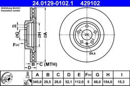 TARCZA HAM./PRZ/ AUDI A4 1,8-2,0TFSI 08- @345X29,5 ATE-HAM 24.0129-0102.1