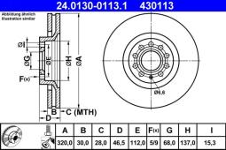 TARCZA HAM./PRZ/ AUDI A4/A6/ALLROAD 00- @321X30 ATE-HAM 24.0130-0113.1