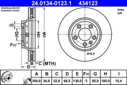 TARCZA HAM./PRZ/ VW TOUAREG 4.2-6.0 03- @350X34 /L/ ATE-HAM 24.0134-0123.1