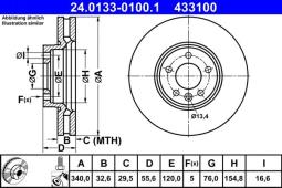 TARCZA HAM./PRZ/ VW T5 03- ATE-HAM 24.0133-0100.1