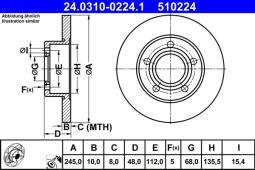 TARCZA HAM./TYŁ/ VW PASSAT 97- @245X10 /4WD/ ATE-HAM 24.0310-0224.1