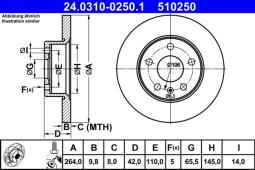 TARCZA HAM./TYŁ/ OPEL ASTRA II @264X10 /5-OTW/ /POWER DISC/ ATE-HAM 24.0310-0250.1