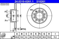 TARCZA HAM./TYŁ/ AUDI A4 97- 1,8T-2,5TDI @245X10 /POWER DISC/ ATE-HAM 24.0310-0261.1