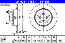 TARCZA HAM./TYŁ/ FORD FOCUS C-MAX 04- @25X10 ATE-HAM 24.0311-0155.1