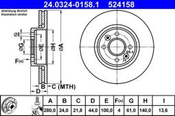 TARCZA HAM./PRZ/ RENAULT MEGANE 97- ATE-HAM 24.0324-0158.1