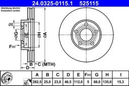 TARCZA HAM./PRZ/ VW PASSAT 96- ATE-HAM 24.0325-0115.1