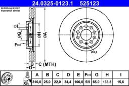 TARCZA HAM./PRZ/ VW GOLF 2,3 V5 /POWER DISC/ ATE-HAM 24.0325-0123.1