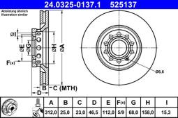 TARCZA HAM./PRZ/ AUDI A4,A6 01- @312X25 ATE-HAM 24.0325-0137.1