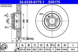 TARCZA HAM./PRZ/ AUDI A6 04- @321X30 /POWER DISC/ ATE-HAM 24.0330-0175.1