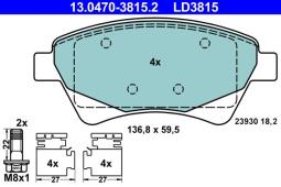 KLOCKI HAM./PRZ/ RENAULT KANGOO 02-     /CERAMIC/ ATE-HAM 13.0470-3815.2