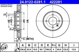 TARCZA HAM./PRZ/ VW UP 1,0 11- @256X22 ATE 24.0122-0281.1