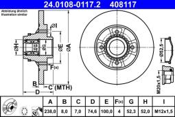 TARCZA HAM./TYŁ/ RENAULT CLIO 1,4 16V 00- ATE-HAM 24.0108-0117.2