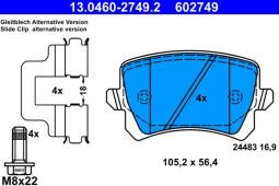 KLOCKI HAM./TYŁ/ VW TIGUAN 1,8 07- ATE-HAM 13.0460-2749.2