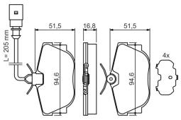 KLOCKI HAM./TYŁ/ VW T4 2,5 99- /Z CZUJNIKIEM/ PG 1.1. 0 986 494 051