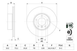 TARCZA HAM./PRZ/ BMW 1 2,0-3,0 07-      @312X24 PG 1.2. 0 986 479 381