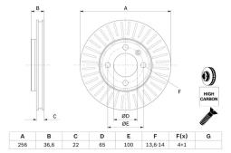 TARCZA HAM./PRZ/ VW UP 1,0 11- @256X22 PG 1.2. 0 986 479 776