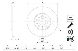 TARCZA HAM./PRZ/ VW GOLF IV 00- @288X25 PG 1.2. 0 986 478 867