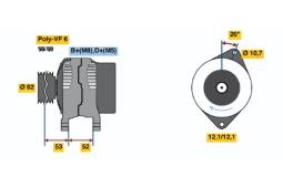 ALTERNATOR FIAT DOBLO 1,9D 01- /12V 90A/ PG12.4. 0 986 049 231          BX
