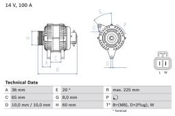ALTERNATOR OPEL ASTRA G 1,7DTI 00- /100A/BOSCH PROGRAM BX/ PG12.4. 0 986 043 981          BX