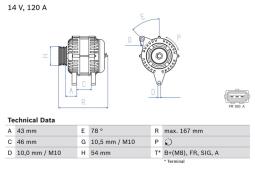 ALTERNATOR FORD FOCUS 1,6TDCI 04- 14V 12A /BOSCH PROGRAM BX/ PG12.4. 0 986 049 171          BX