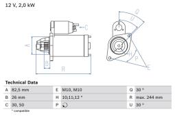 ROZRUSZNIK DB SPRINTER 2,3-2,9 95-00    2,2 00-05 /12V/ /2.2KW/ /BOSCH PROGRAM BX/ PG12.3. 0 986 017 260          BX