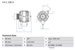 ALTERNATOR FIAT DOBLO 1,9D 01- /12V 90A/ PG12.4. 0 986 049 231          BX