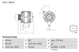 ALTERNATOR PEUGEOT 206 2,0HDI 90 /12V/  50A/ /BOSCH PROGRAM BX/ PG12.4. 0 986 047 360          BX