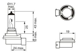 ŻARÓWKA H8 12V 35W PGJ19-1 /BOSCH/ PURE LIGHT PG2.3. 1 987 302 081